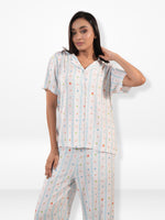 Women’s Printed Night Suit Set – Shirt & Pyjama | Soft Nightwear Dress, 2 Piece Sleepwear for Women, Comfortable Loungewear