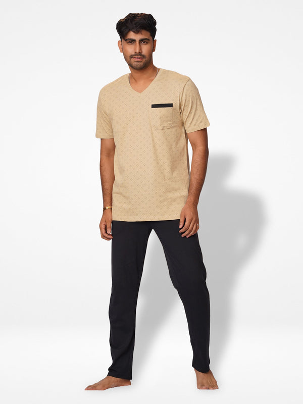 Men's T-Shirt & Trouser Lounge Set Sand