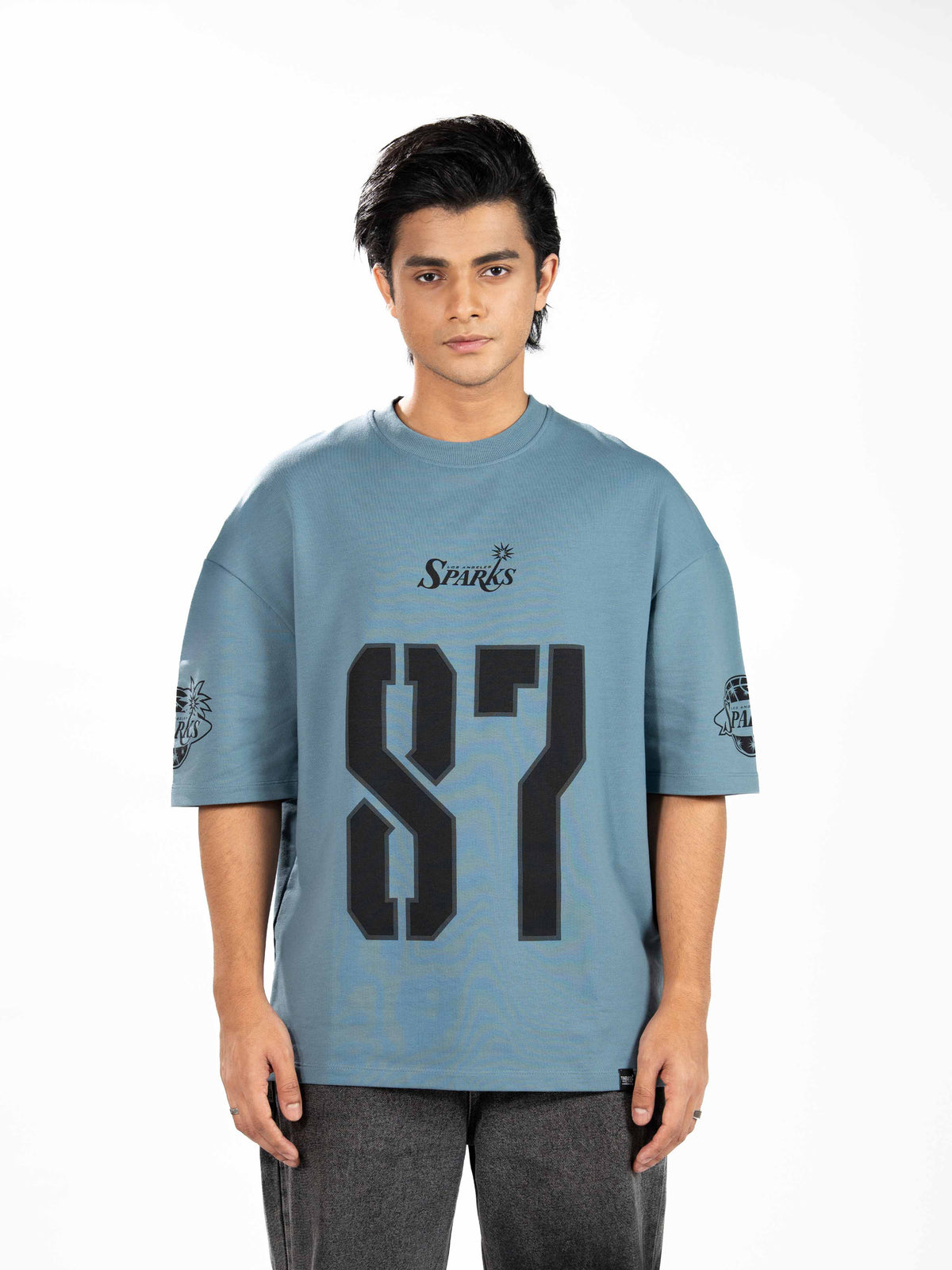 Men’s Oversized Drop Shoulder Graphic T-Shirt – Short Sleeve Crew Neck Tee | Casual Streetwear Top with Front & Back Print