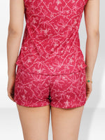 Women’s Printed Pajama Shorts | Soft & Stretchy Sleepwear Shorts | Elastic Waist Lounge Shorts | Yummy Rib Fabric - Crimson