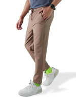 Men’s Relaxed Fit Trousers – Elastic Waist with Drawstring, Casual Pants with Fake Fly & Side Pockets ,Comfortable Everyday Wear