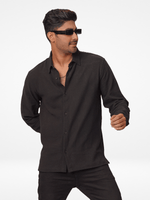 Men's Relaxed-Fit Full-Sleeve Casual Shirt Black
