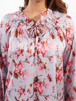 Women's V-Neck Floral Satin Top – Stylish Casual Blouse | Everyday Office &amp; Business Casual Wear