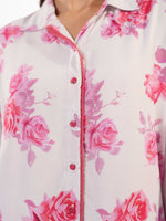 Women's Co-Ord Set Pink and Rose floral Printed -Trendy 2 Piece Matching Top & Bottom Outfit