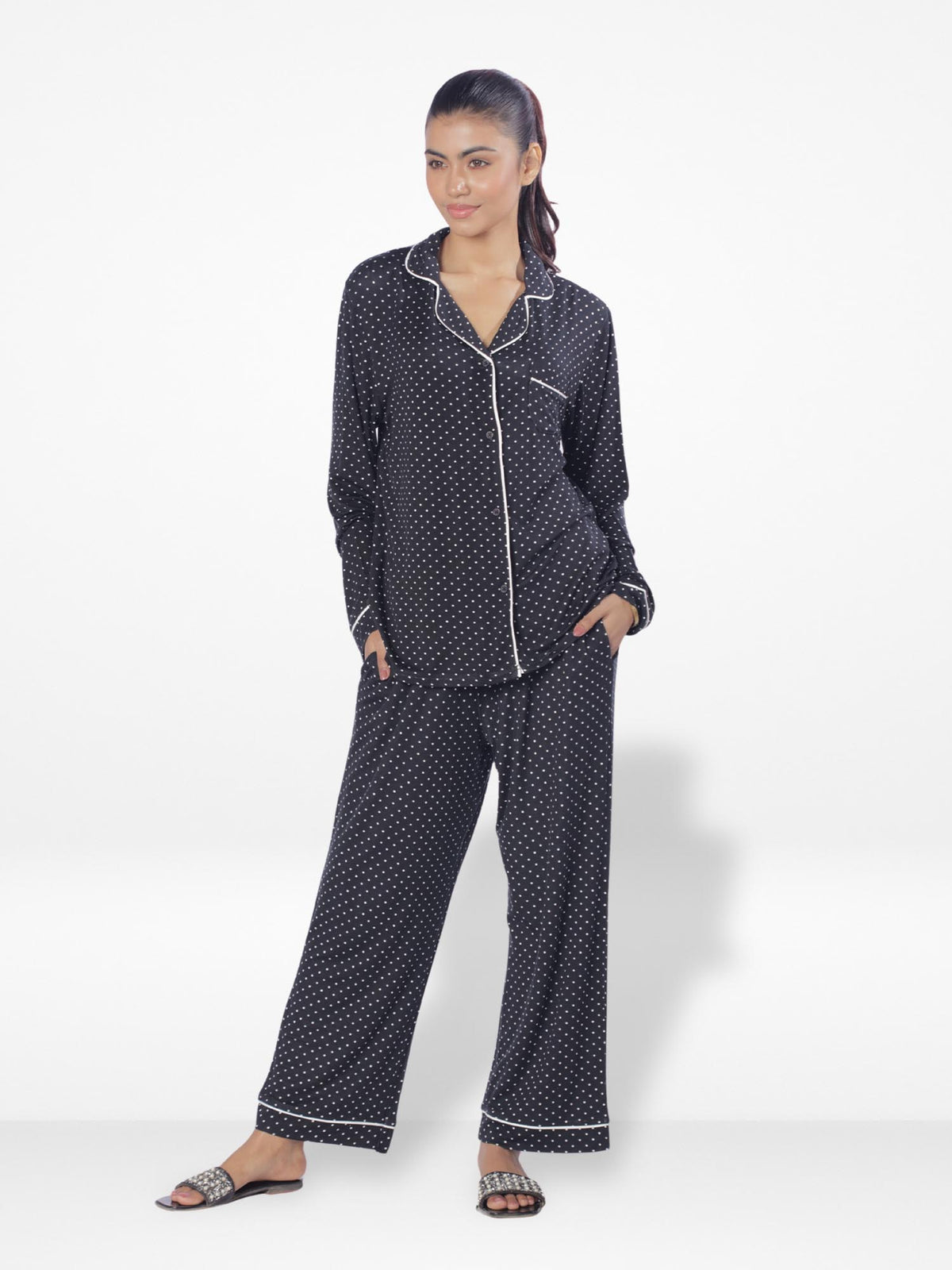 Women Printed Night Suit Set of Shirt & Pyjama, Night wear Dress | Long Sleeve
