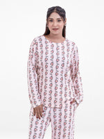 Women’s Long-Sleeve Crew Neck Pajama Top | All-Over Print Sleepwear Shirt | Soft & Stretchy Yummy Rib Fabric | Lounge Top - Blushing Bride Rose