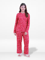 Women’s Crew Neck Collar Sleepwear Set – Long- Sleeve All Over Print Pajama Top &amp; Shorts | Soft, Lightweight &amp; Comfortable Nightwear