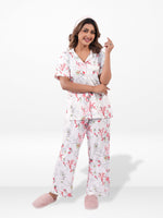 Women’s Printed Night Suit Set – Shirt & Pyjama | Soft Nightwear Dress, 2 Piece Sleepwear for Women, Comfortable Loungewear