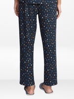 Women’s All Over Printed Lounge Pants | Soft Stretch Yummy Rib Fabric | Drawstring Waist Casual Sleepwear & Pajama Trousers - Navy