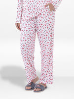 Women’s Printed Pajama Pants | Soft & Stretchy Sleepwear Trousers | Elastic Waist Lounge Pants | Yummy Rib Fabric - Egret