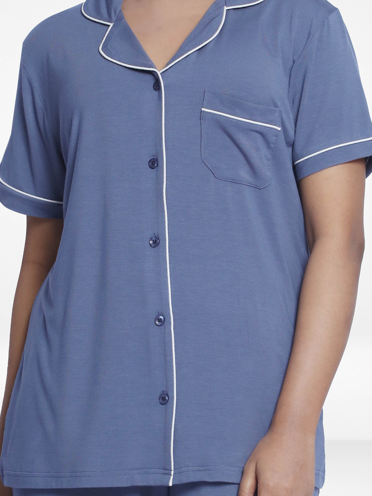 Women Solid Sleepwear Short Sleeve Pyjama Set