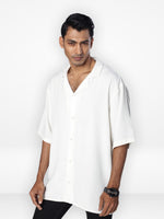 Men's Half-Sleeve Relaxed-Fit Casual Cuban Collar Shirt| OFF WHITE