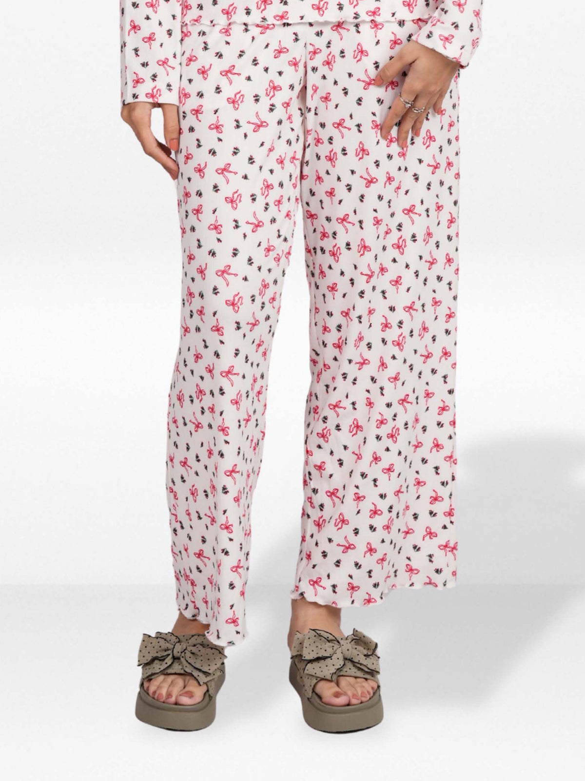 Women's Floral Printed Wide Leg Pants – Soft Yummy Rib Casual Trousers