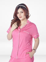 Women Printed Night Suit Set of Shirt & Pyjama, Night wear Dress