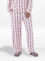Women’s Printed Pajama Pants | Soft & Stretchy Sleepwear Trousers | Elastic Waist Lounge Pants | Yummy Rib Fabric - Blushing Bride Rose