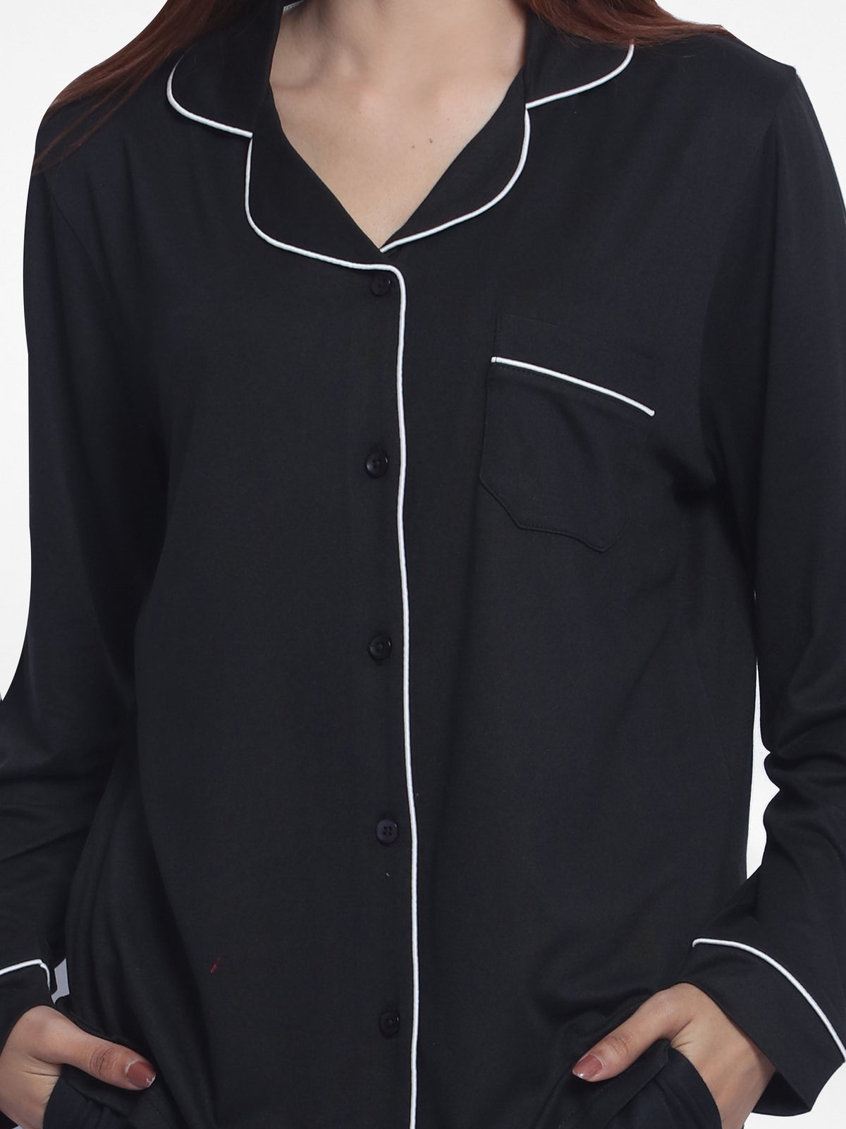 Women Solid Sleepwear Long Sleeve Pyjama Set