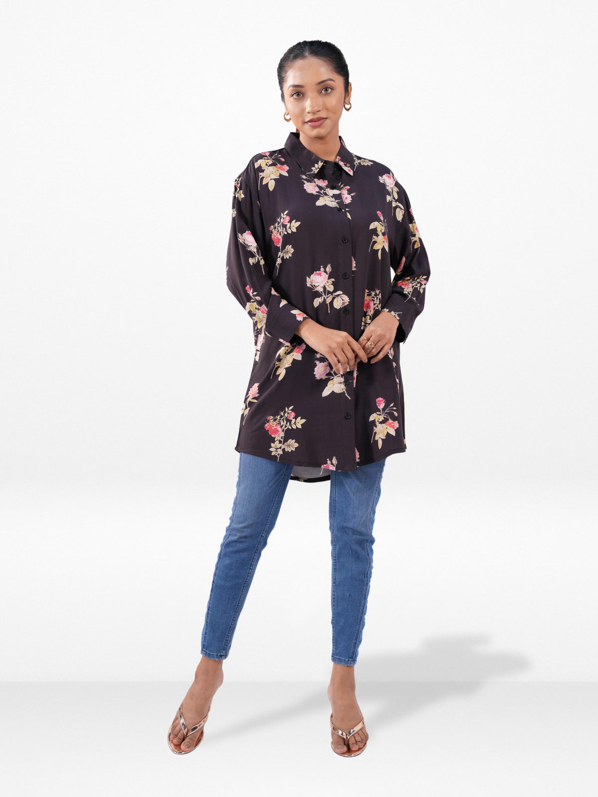 Women’s Floral All Over Printed Shirt – Long Sleeve Casual Blouse for Everyday & Office Wear