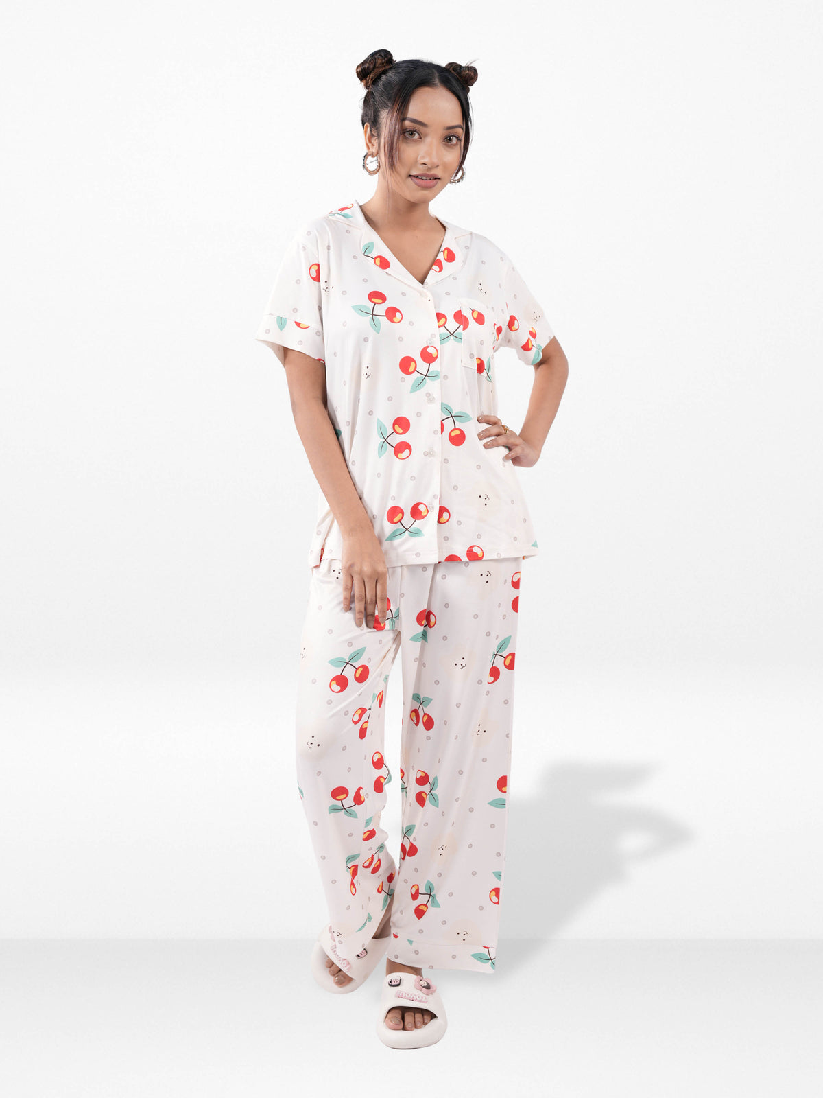 Women’s Printed Night Suit Set – Shirt & Pyjama | Soft Nightwear Dress, 2 Piece Sleepwear for Women, Comfortable Loungewear