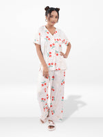 Women’s Printed Night Suit Set – Shirt & Pyjama | Soft Nightwear Dress, 2 Piece Sleepwear for Women, Comfortable Loungewear