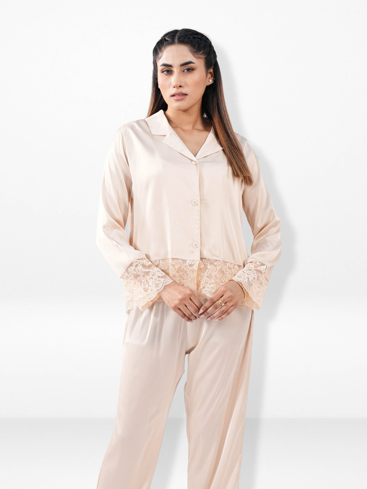 Women’s Satin Bridal Lounge Set – Luxury Silky Pajamas | Party Ready Sleepwear for Bride & Wedding Events