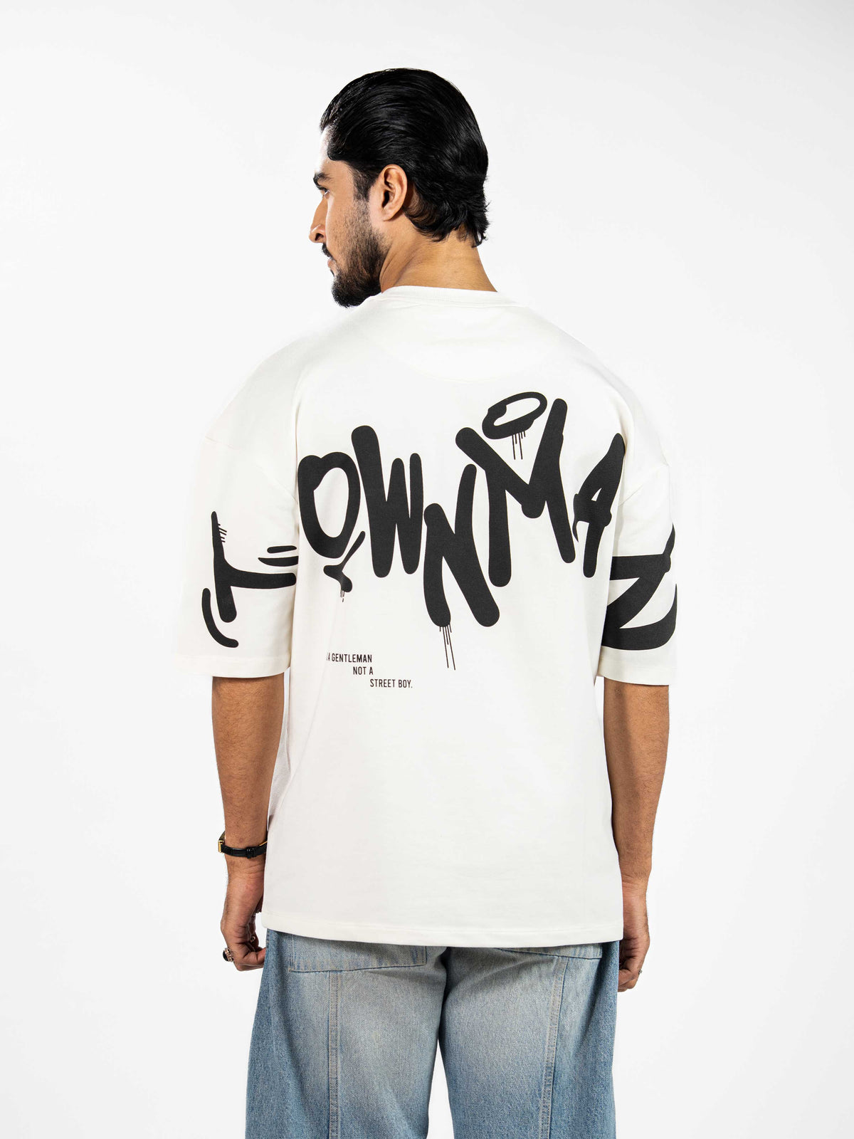 Men’s Oversized Drop Shoulder Graphic T-Shirt – Short Sleeve Crew Neck Tee | Casual Streetwear Top with Front & Back Print