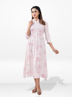 Women’s Floral Print Crepe Maxi Dress – Mystical Long Dress for Casual & Evening Wear