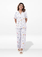 Women’s Printed Night Suit Set – Shirt & Pyjama | Soft Nightwear Dress, 2 Piece Sleepwear for Women, Comfortable Loungewear