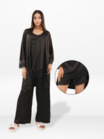 Women’s Satin 4 Piece Night Dress Set – Luxury Sleepwear | Soft Silky Comfortable Nightwear