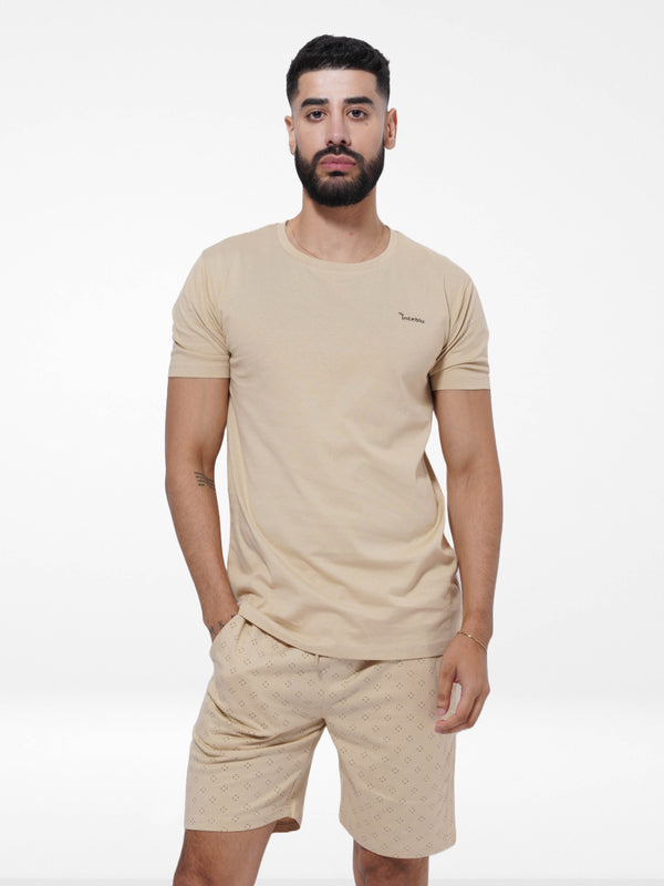 Men's T-Shirt & Shorts Lounge Set Sand