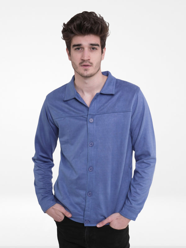 Men Casual Suede Front Button Jacket.