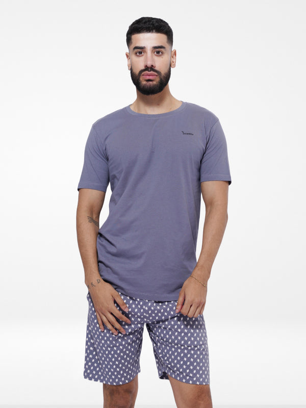 Men's T-Shirt & Shorts Lounge Set Grey