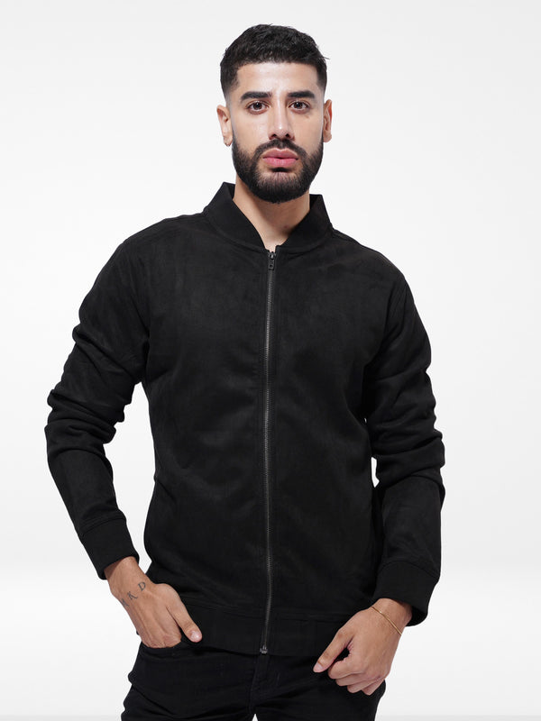 Men Casual Suede Bomber Jacket