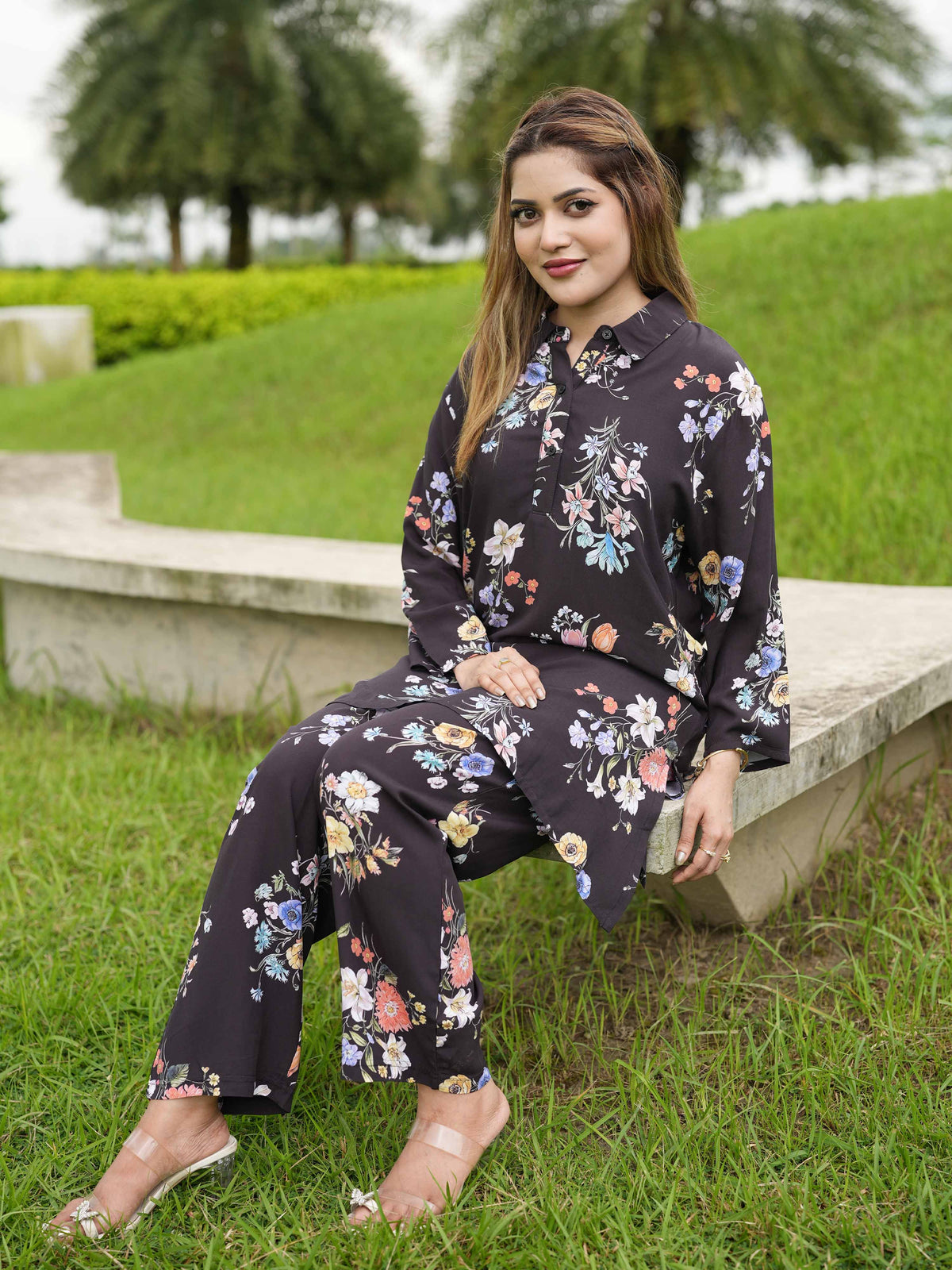 Women’s Floral Printed Co-Ord Set – Trendy 2 Piece Matching Top & Bottom Outfit