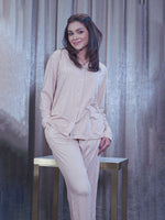 Women Coral Pink Check Sleepwear Long Sleeve Pyjama Set- Inteblu™