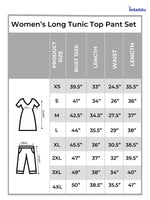 Women’s Long Tunic Top & Pant Set – 2 Piece Pajama & Loungewear Outfit for Women | Soft Comfortable Everyday Wear