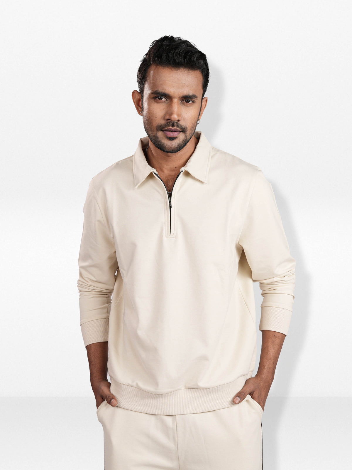 Men’s Half Zip Collar Sweatshirt – Long Sleeve Thermal Casual Shirt Collar | Classic Basic Polo Sweatshirt for Men