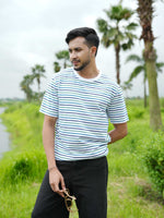 Men’s Striped Round Neck T-Shirt – Regular Fit Short Sleeve Tee | Soft Stretch Casual Wear