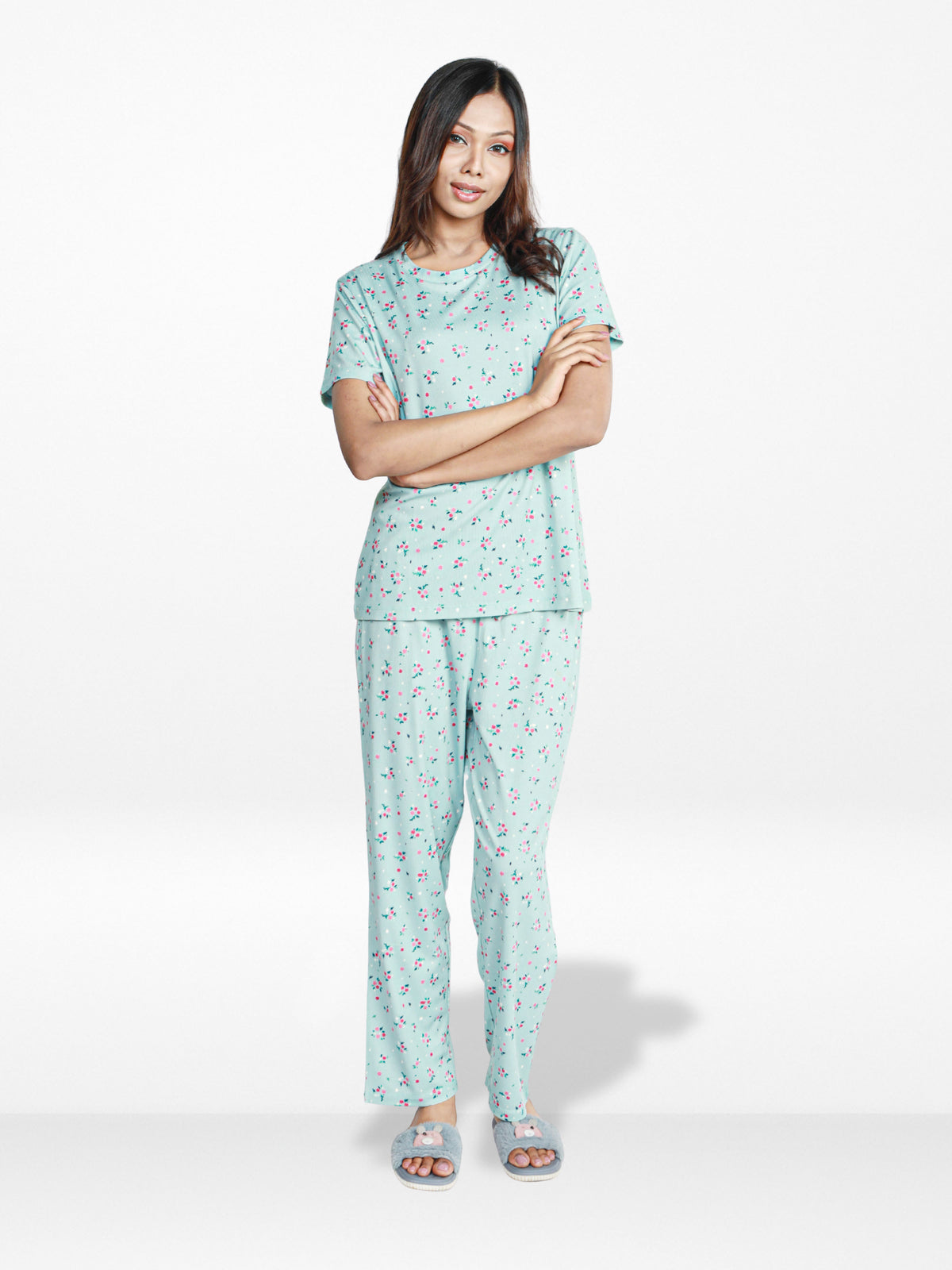 Women’s 2 PieceAll Over Printed Loungewear Set – Short Sleeve Top &amp; Pants | Casual Lounge Outfit, Soft Pajama Set, Summer Sleepwear for Women