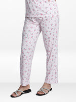 Women’s All Over Printed Lounge Pants | Soft Stretch Yummy Rib Fabric | Drawstring Waist Casual Sleepwear & Pajama Trousers - Pink