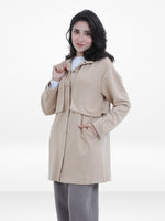 Women’s Soft Pastel Longline Hooded Jacket –Casual Outerwear with Snap Button Closure & Side Pockets