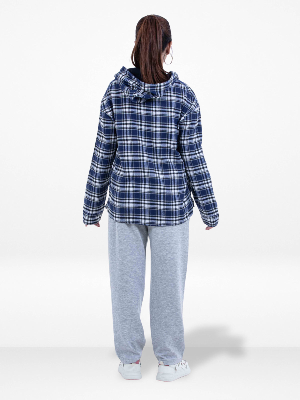 Women’s Plaid Cotton Flannel Hoodie – Long Sleeve Button-Up Shirt with Adjustable Drawstring Hood & Dual Pockets | Cozy Casual Wear for All Seasons