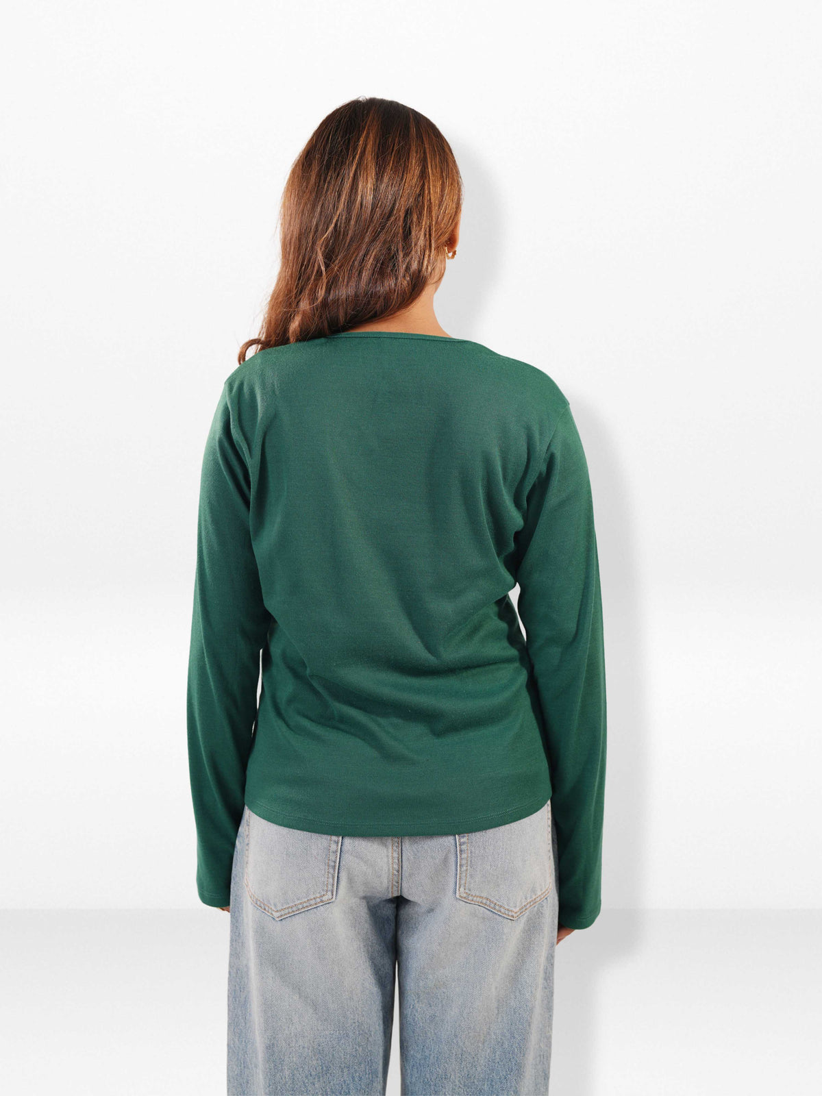 Women's Long Sleeve V-Neck Top with Elegant Lace – Casual Knit Blouse