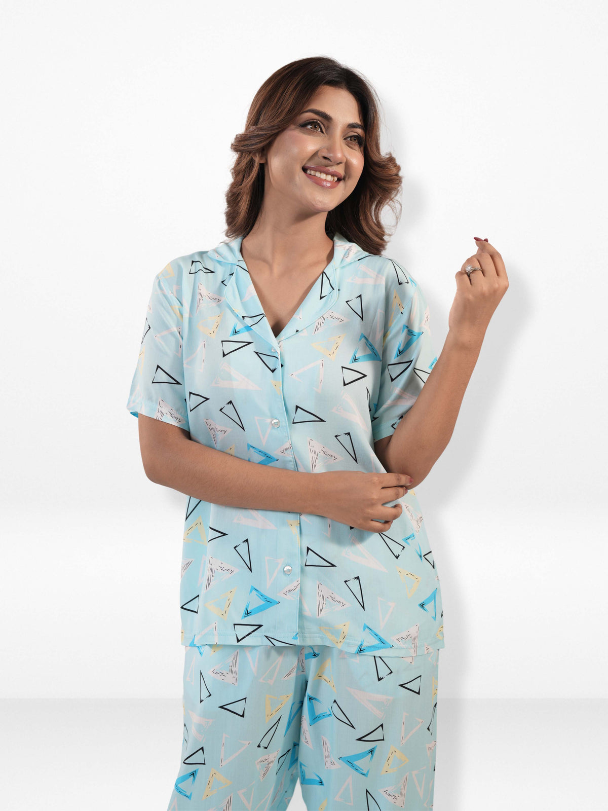 Women’s Printed Night Suit Set – Shirt & Pyjama | Soft Nightwear Dress, 2 Piece Sleepwear for Women, Comfortable Loungewear
