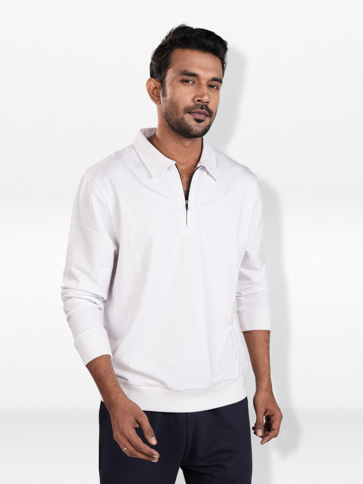 Men’s Half Zip Collar Sweatshirt – Long Sleeve Thermal Casual Shirt Collar | Classic Basic Polo Sweatshirt for Men