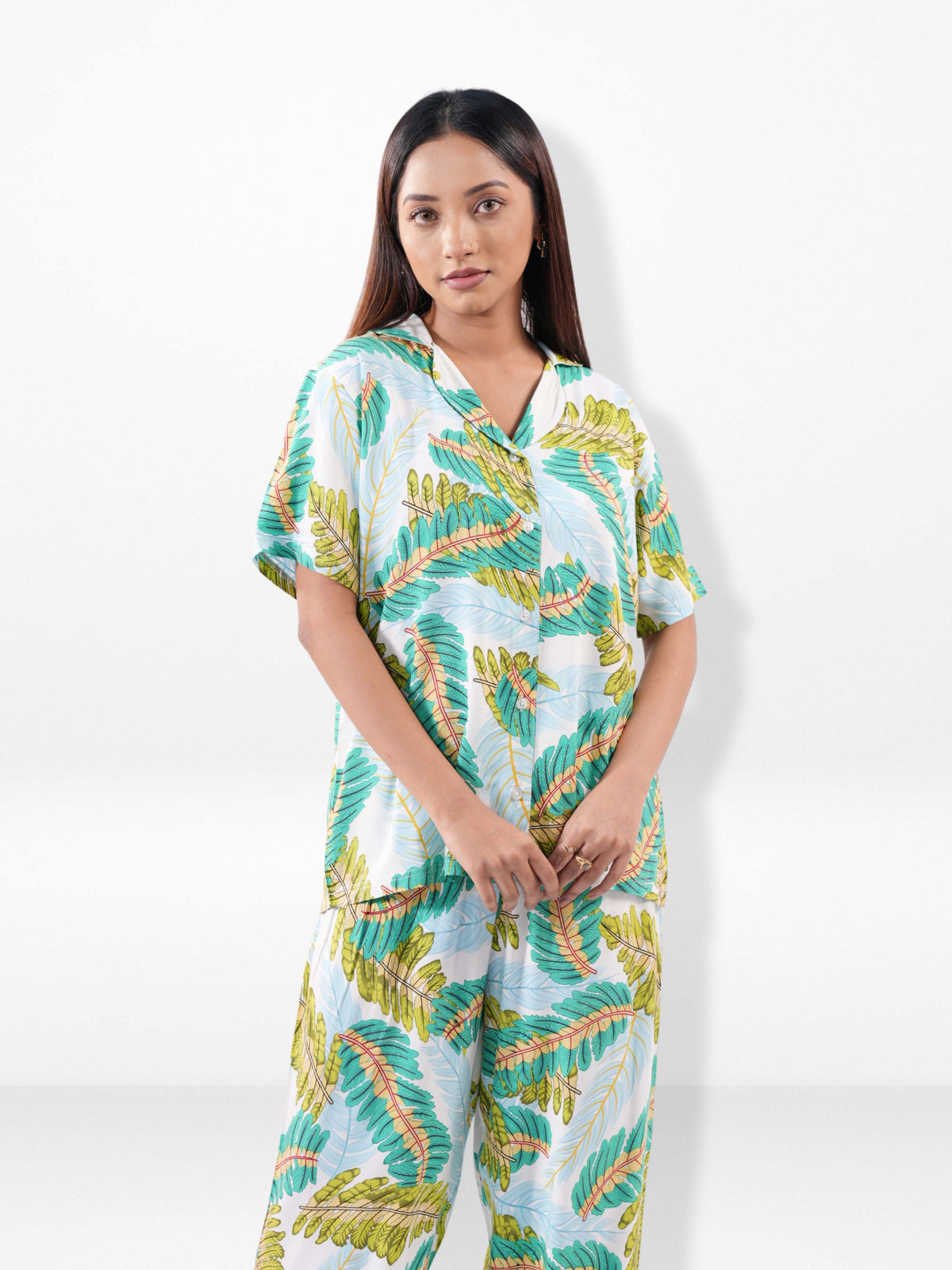 Women’s Short Sleeve Sleepwear Set – Notch Collar 2 Piece Pajama Outfit | Comfy Nightwear, Soft Summer Lounge Set for Women