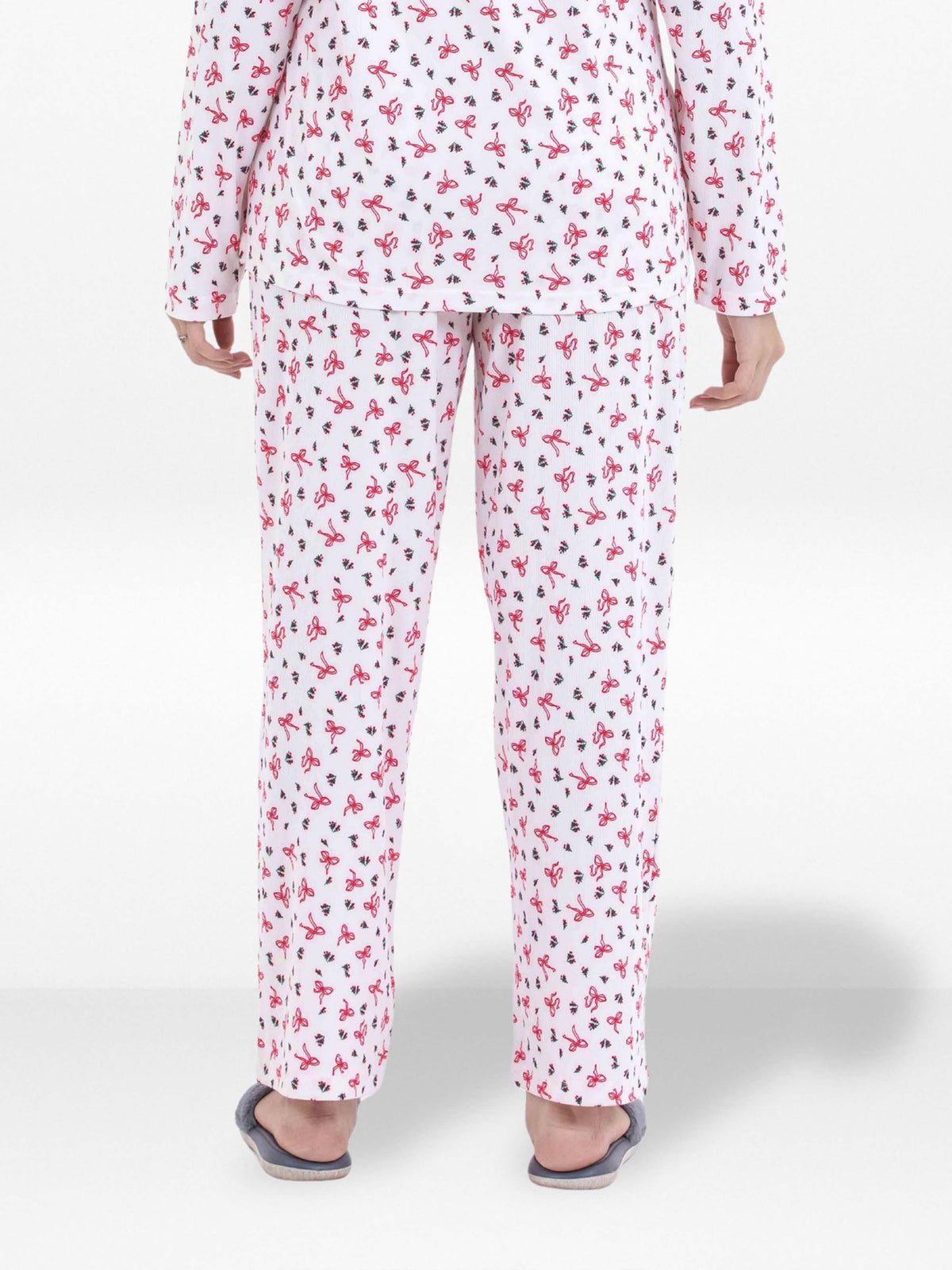 Women’s Printed Pajama Pants | Soft & Stretchy Sleepwear Trousers | Elastic Waist Lounge Pants | Yummy Rib Fabric - Egret