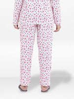 Women’s Printed Pajama Pants | Soft & Stretchy Sleepwear Trousers | Elastic Waist Lounge Pants | Yummy Rib Fabric - Egret