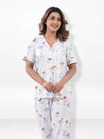 Women’s Printed Night Suit Set – Shirt & Pyjama | Soft Nightwear Dress, 2 Piece Sleepwear for Women, Comfortable Loungewear