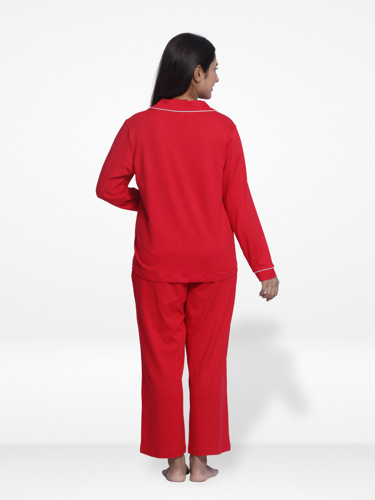 Women Solid Sleepwear Long Sleeve Pyjama Set