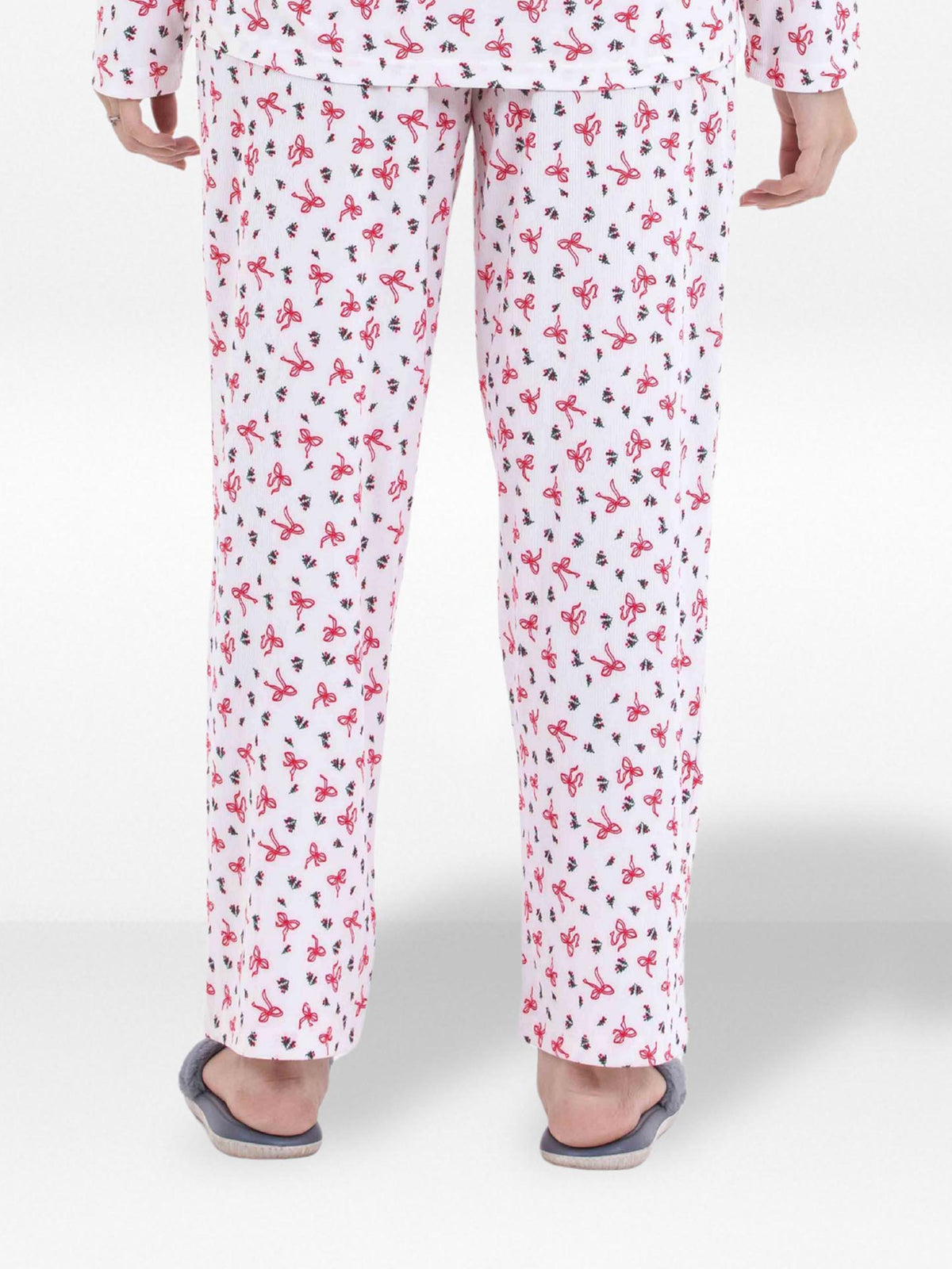 Women’s Printed Pajama Pants | Soft & Stretchy Sleepwear Trousers | Elastic Waist Lounge Pants | Yummy Rib Fabric - Egret